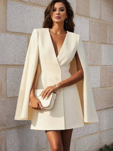 Aurohaya Short Cape Jacket for Women Double-Breasted V-Neck Blazer